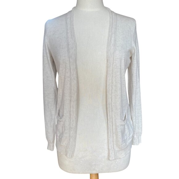 Banana Republic Wool Cashmere Open Cardigan Coastal Grandma Academia Basic-M - Picture 7 of 13